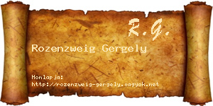 Rozenzweig Gergely névjegykártya